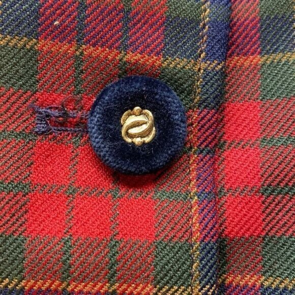 VTG Pendleton Womens Plaid Blazer With Velvet Collar Size 14 Red Blue - Picture 12 of 12